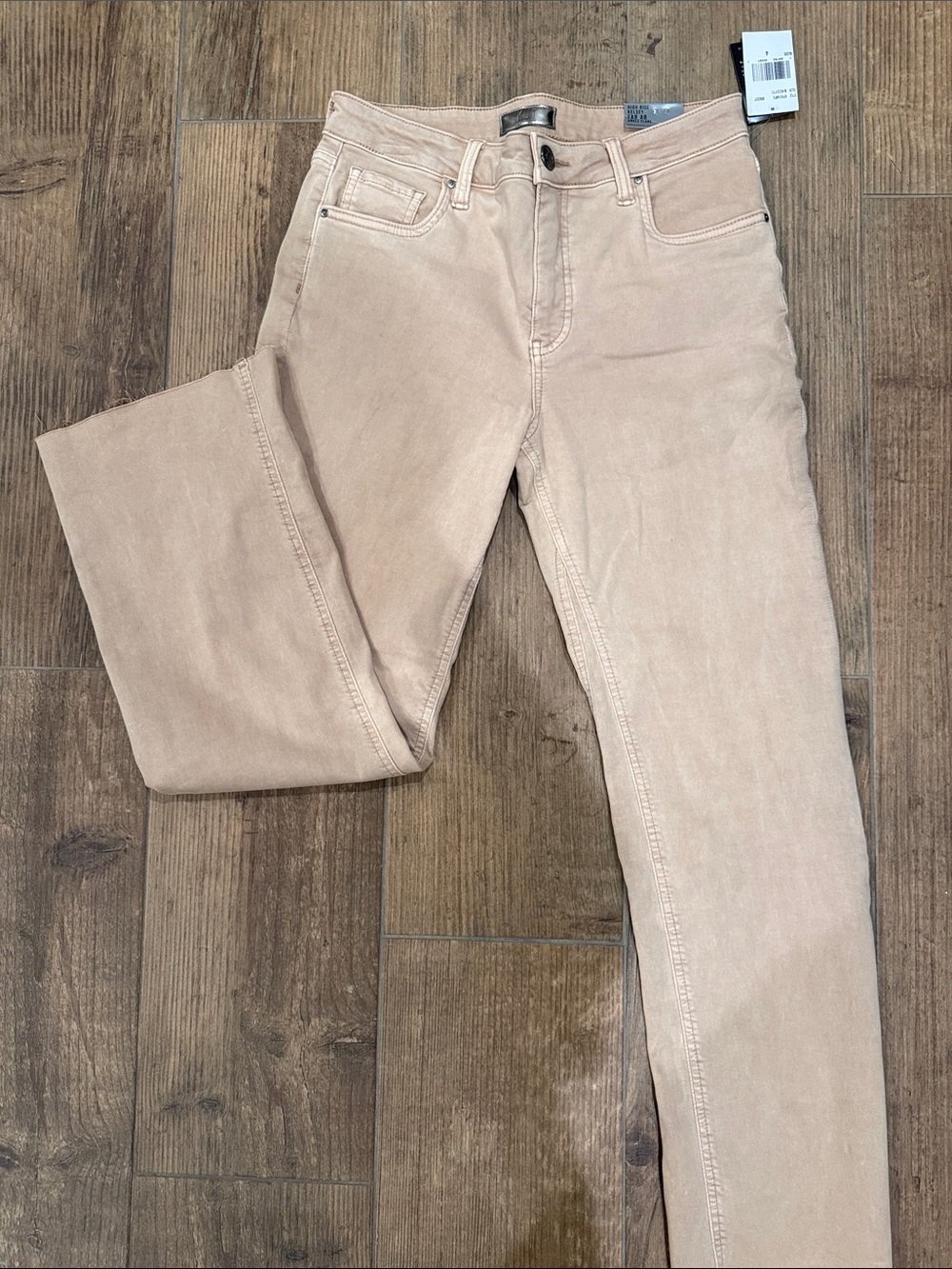 Kut from the Kloth High-Rise Kelsey Ankle Flare in Light Tan